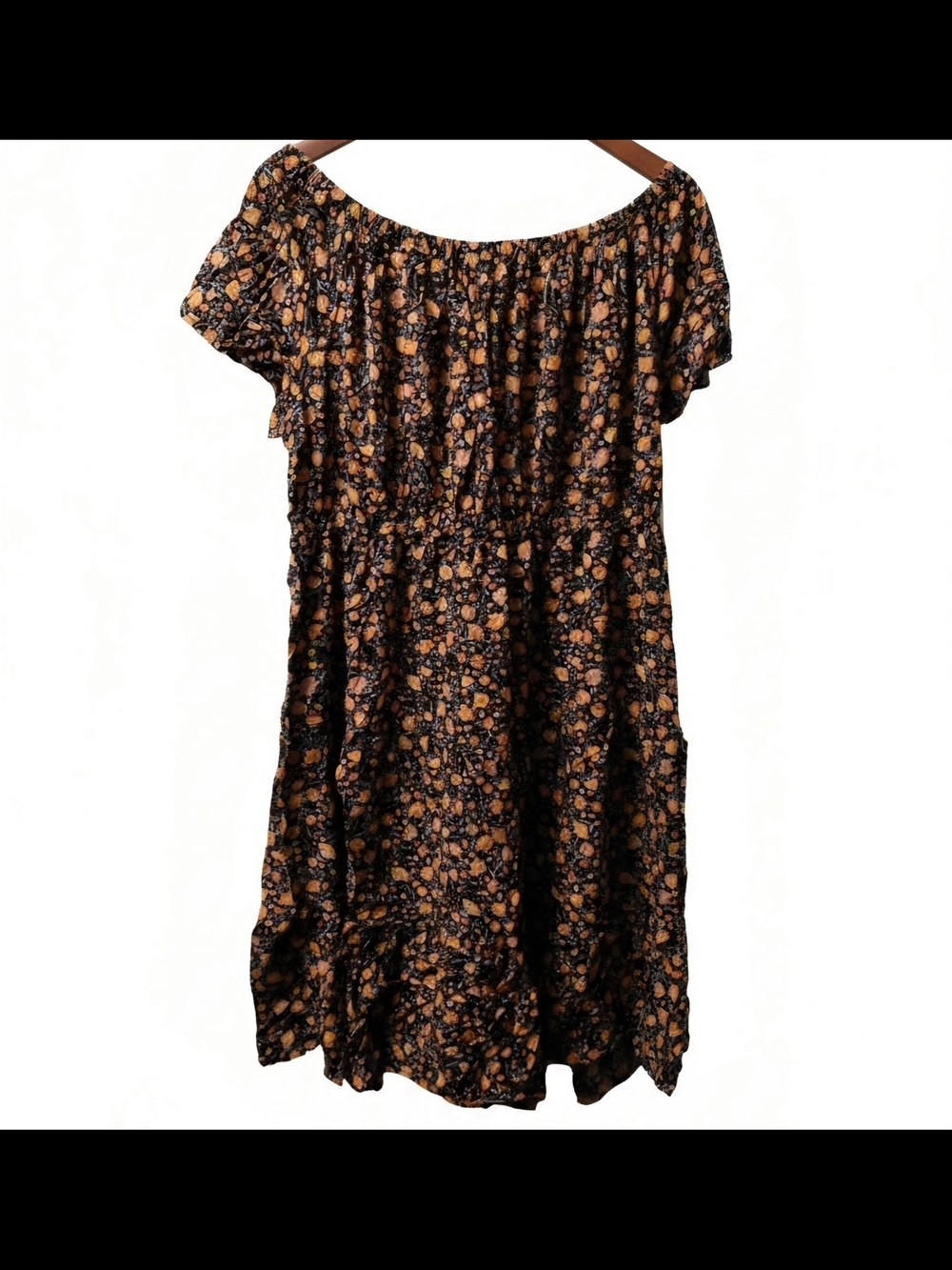 Indigo Floral Black and Orange Print Dress